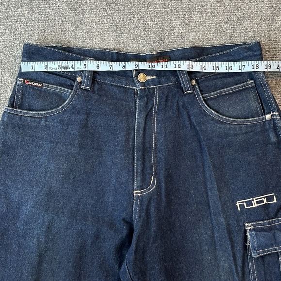 FUBU Jeans Men 36 X 34 Blue Denim Cargo The Collection Y2K Vintage 90s Baggy P1 - Picture 5 of 15